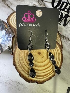 paparazzi Black Faceted Teardrop Dangle Earrings